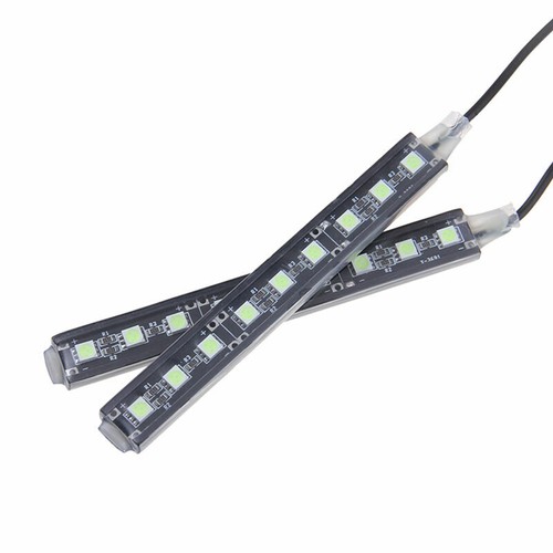 4x Ice Blue Light 9 LED Car Interior Footwell Floor Neon Atmosphere Light Strips - Picture 9 of 11