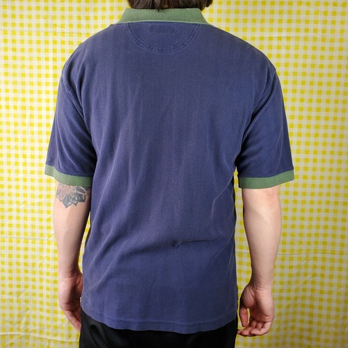 Vintage 90s Duck Head Color Block Navy / Olive / Burgundy Polo Shirt Medium EUC - Picture 5 of 6