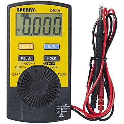 Sperry Instruments Pocket DM4A, Voltage, Outlet Tester, Yellow Digital