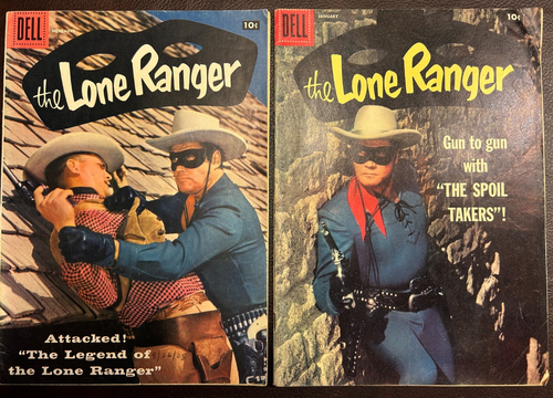 The LONE RANGER 113 & 115 - Dell Comics 1955 Bag/Board