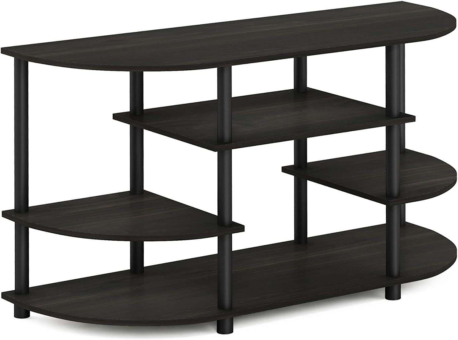 JAYA Simple Design Corner TV Stand, Espresso/Black