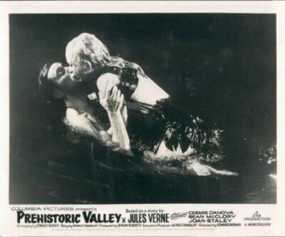 PREHISTORIC VALLEY/VALLEY OF THE DRAGONS LOBBY CARD JOAN STALEY CESARE
