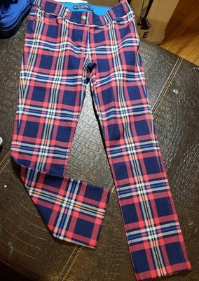 blue plaid skinny pants