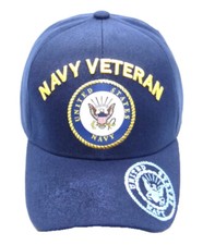 U.S. Navy Veteran, Emblem, emblem shadow on bill, navy blue hat