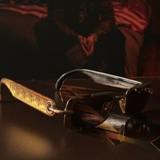 Designer Christian Dior 1990 Vintage Rectangle Eva Quilted Gold Frame Sunglasses