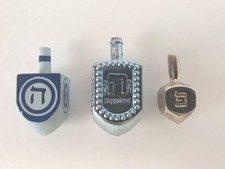 Hanukkah Judaica Dreidel Lot Of 3 Metal Plastic Wood