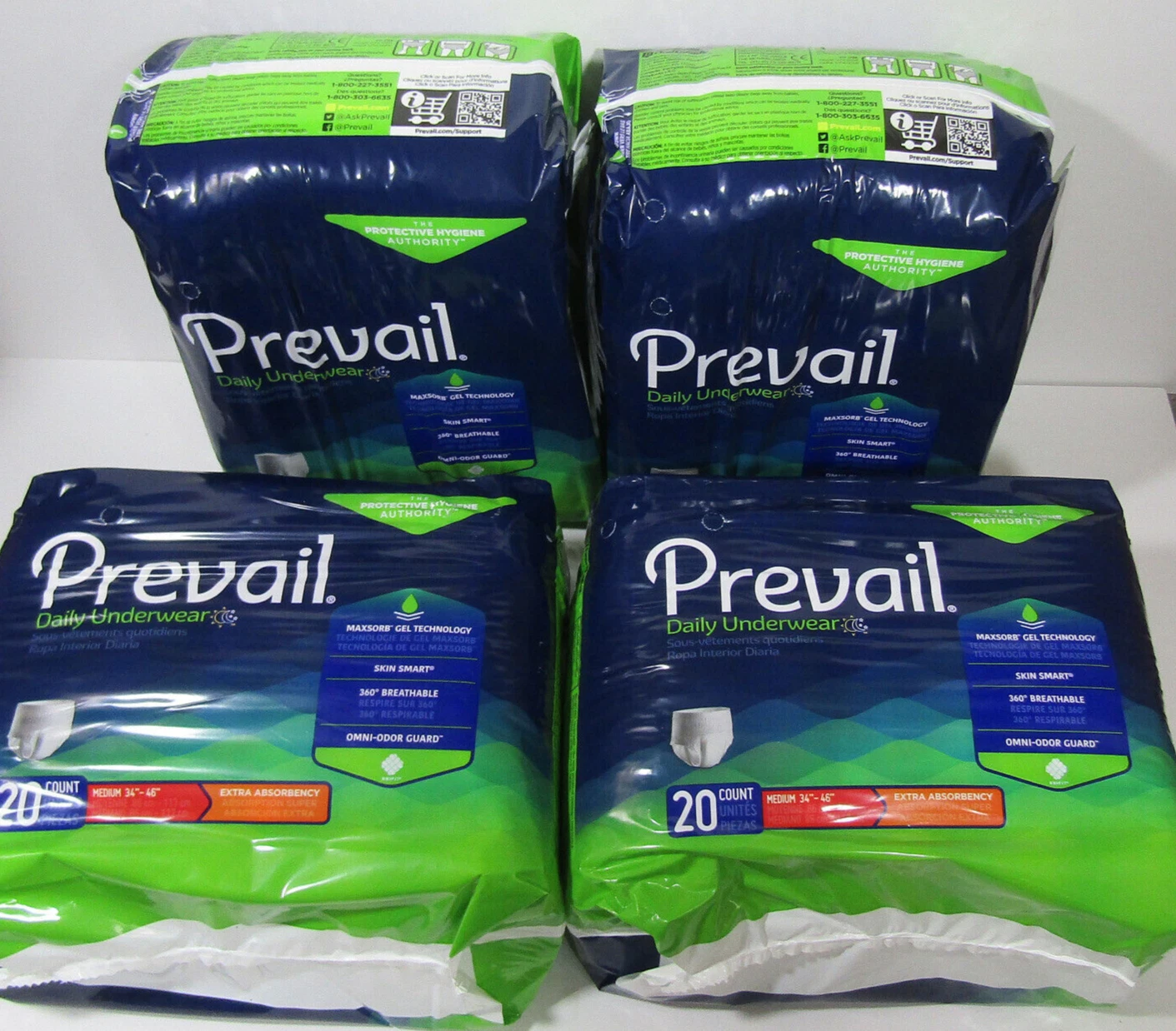 Prevail Daily Unisex Incontinence Underwear Pull-Up Diapers 80 Ct Medium 34"-46"