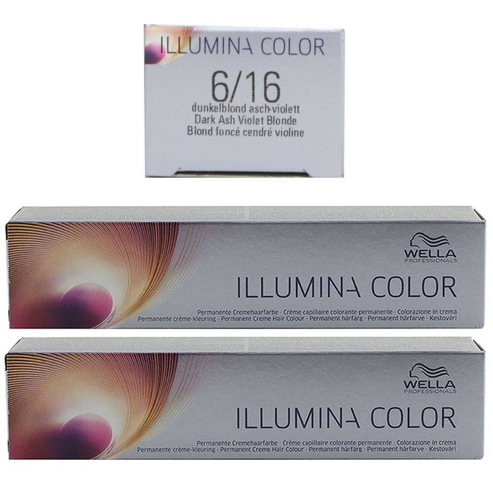 Wella Illumina 2 x 60 ml 6/16 dunkelblond asch violett Set