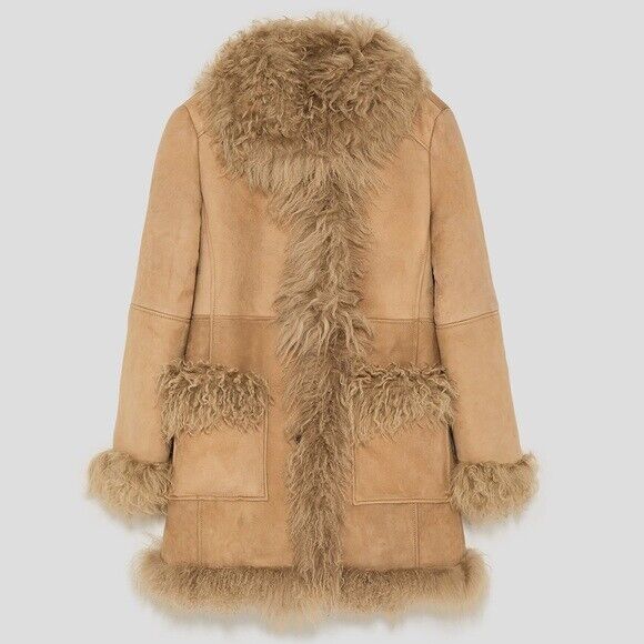 ZARA Studio Real Leather Fur Camel Beige Sheepskin Coat ZARA Studio Real Leather Fur Camel Beige Sheepskin Coat
