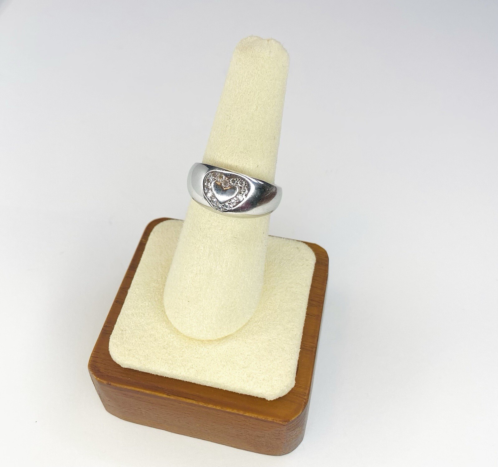 Signed sterling silver Heart Shape Ring Size 7 - image 1