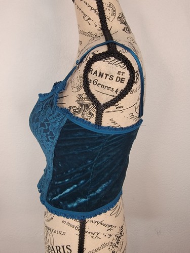Fredericks Of Hollywood Corset Top Large Velvet Cottagecore Coquette Whimsygoth - Picture 5 of 12
