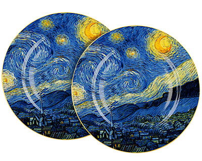 DUO ART GALLERY Dessertteller 2er Set STARRY NIGHT inspired by Van Gogh New B...