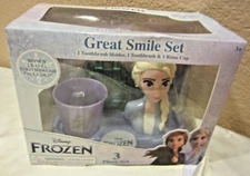 Disney FROZEN ELSA Great Smile Set Toothbrush Holder Rinse Cup Travel Toothbrush