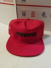 Vintage Ryder Hat Snapback All Mesh Made In USA Red Trucker Hat