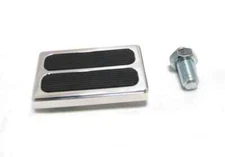 Street Hot Rod Aluminum Brake Clutch Pedal Pad 2 Rubber Inserts Chevy Ford NICE