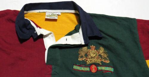 vtg MAD DOGS PUB HONG KONG 90s Rugby Shirt Men XL (48) Color Block British Bar - Picture 6 of 11