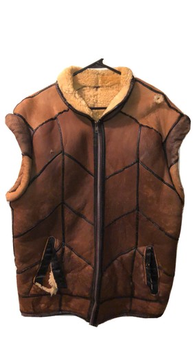 Vintage Leather Sherpa Vest (READ 