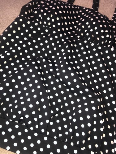 Lands End Tankini Swim Top Swimwear Size Women's 8 Black White Polka Dots - Picture 9 of 10