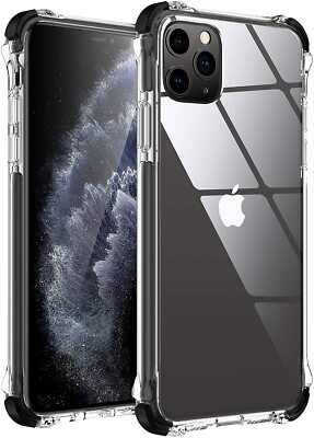 iPhone 11 Pro Max case,Clear/Black Hybrid Drop Protection, Rubber Bump