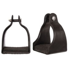 Tough 1 Stirrups Leather Covered Padded Endurance 4 1/2 Tread 57-99505