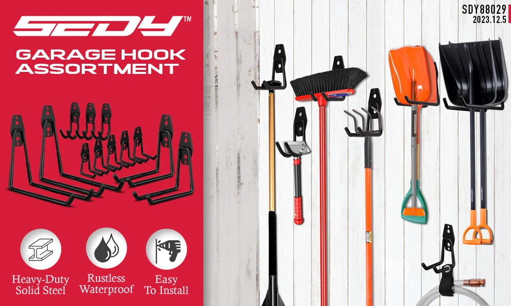 Garage Tool Storage Wall Hook Assortment Set Hanger Garden Tool Organizer Bike