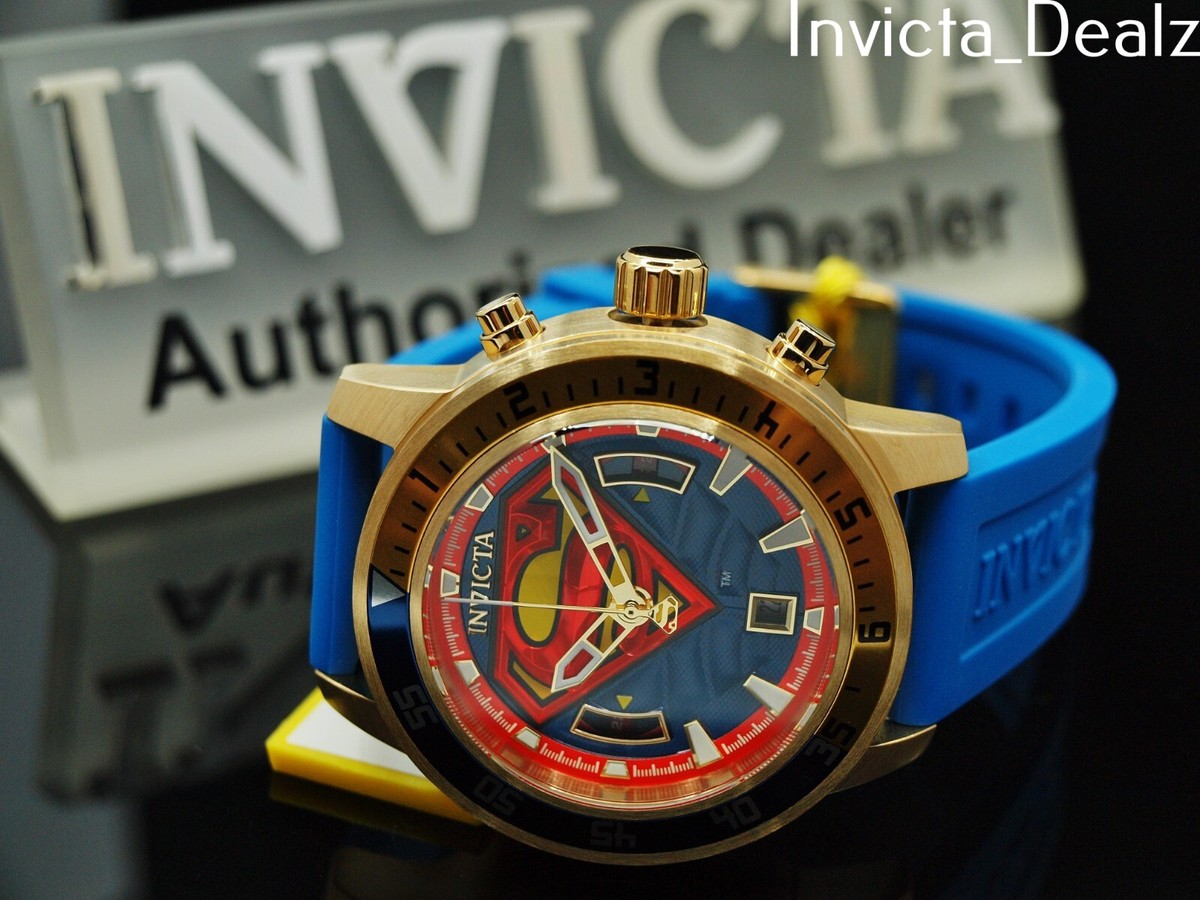 INVICTA DC Comics Men 45mm Stainless Steel Gold Blue Red INVICTA DC Comics Men 45mm Stainless Steel Gold Blue Red