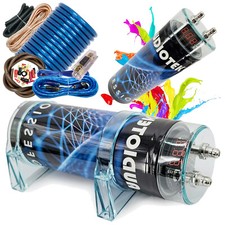 Car Audio 5.0 Farad Capacitor 5000W Power 12V Digital 3 Digit Display 4 GA KIT