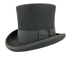 Black Tophat Wool Felt Victorian Costume Slash Mad Hatter Steampunk Rock Top Hat