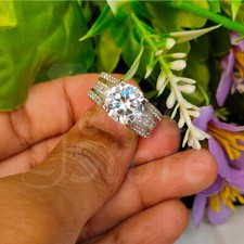 3.50 Ct Round Cut DVVS1 Diamond Solitaire Engagement Ring in 14K White Gold Over