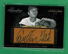 2012 PANINI SIGNATURE SERIES CARLTON FISK JIM RICE DUAL AUTO LEATHER LUMBER 4/5