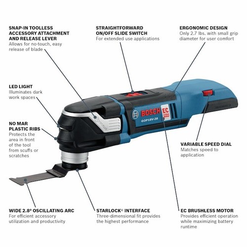 Bosch GOP18V-28N 18V EC Brushless StarlockPlus Multi-Tool (Tool Only) - (NEW) - Picture 4 of 5