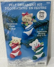 New Design Works Crafts Kittens Felt Christmas 3 Ornament Kit 5318