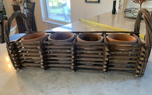multi 4 small terra cotta twig stick window long basket caddy flower plant pots