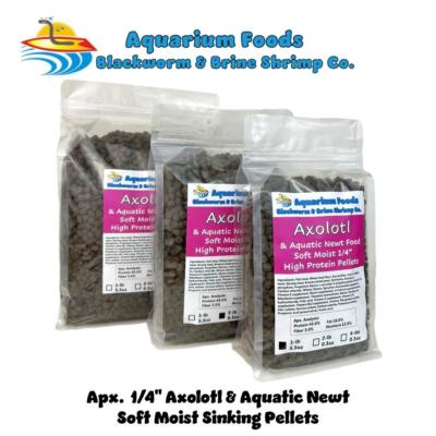 Axolotl 1/4'' Soft Moist Sinking Pellets. Aquatic Newts, Shrimp, Tropical Fish