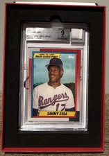 Topps 1989 Sammy Sosa Debut #120 Game Used Jersey Fusion Mint BGS  9 Rangers