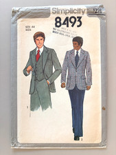 Vintage 70s Simplicity Men's Jacket, Vest, Pants Pattern 8493 Size 44 UNCUT