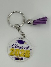 Class of 2026 Keychain Acrylic Metal Tassel Graduation