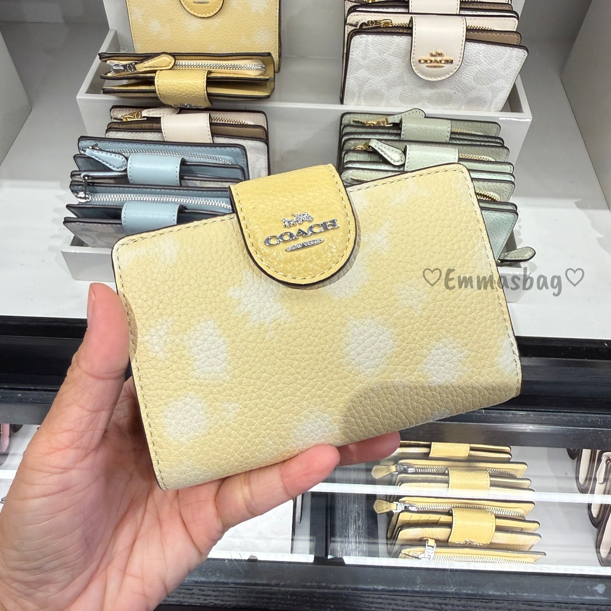 Coach Medium Corner Zip Wallet With Floral Print CEC30 Silver