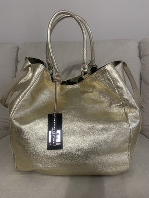 Laura Di Maggio Gold Leather Tote Bag