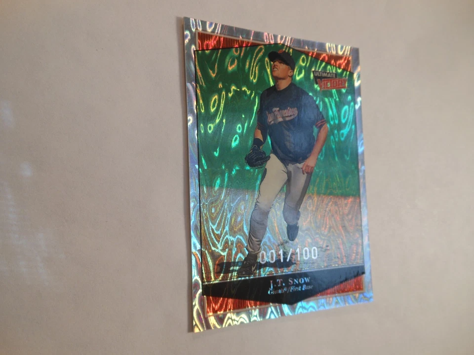 1999 Ultimate Victory COLLECTION PARALLEL #100 JT Snow SP 001/100 SF Giants - Image 3 of 4