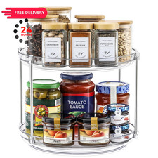 2 Tier Non-Skid Acrylic Lazy Susan Turntable Organizer - 9.25in-1 Set, Clear