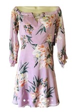Guess Floral Off-The-Shoulder 3/4-length Sleeves Short Dress Size M