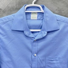 Brooks Brothers Milano Shirt men 16-35 Premium office blue money smart preppy