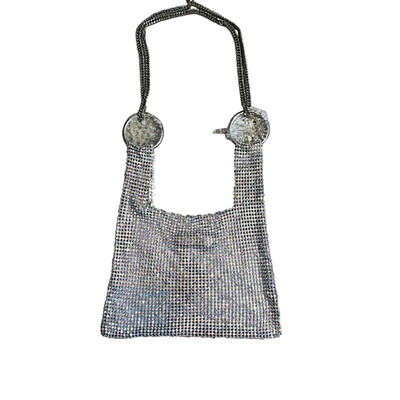 Zara NEW Mesh Metallic Handbag Silver  9 x 6 x 3/4