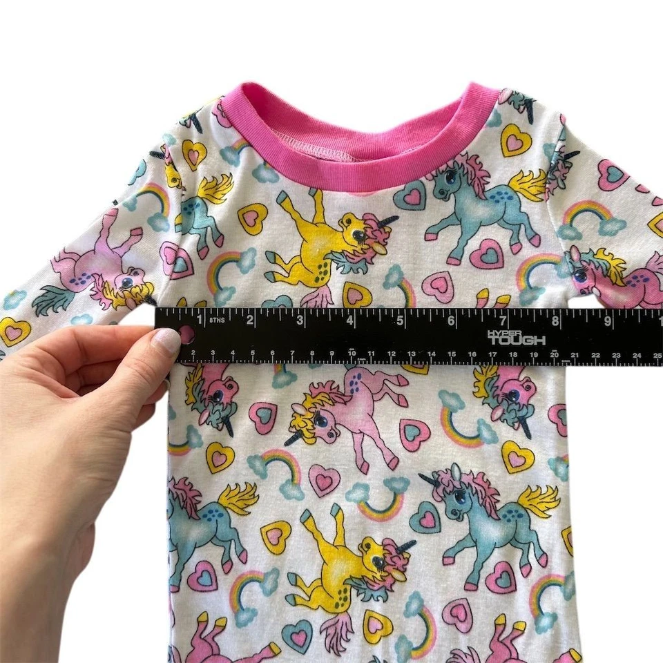 Vtg Y2K Mon Petit Girls Unicorn Print Pajama Set 12 Months Multicolor - Image 4 of 4