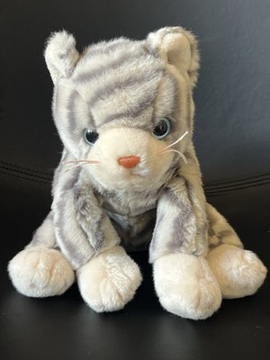 Brandneu ohne Etikett Ty Beanie Buddies Plüsch silber die graue Katze makellos