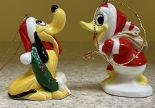 Vintage 1970’s Disney Donald Duck And Pluto  Ornaments (2) Excellent Condition