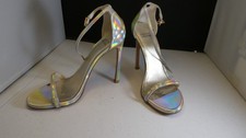  415 NEW Stuart Weitzman Nudist Dress Sandals US 7.5 M High Heels Shoes Silver
