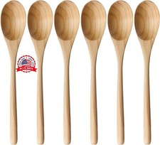 Wooden Spoons for Eating, 9 Inches 6 Pieces Japanese Natural Ellipse Wooden