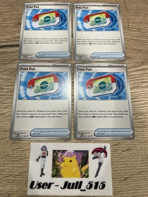 x4 Pokémon TCG Karten - Poke Pad 081/088 - Play Set - Perfect Order - Fast Post